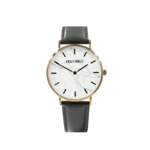 Tempus Collection - Rose Gold Marble Gray Leather Watch