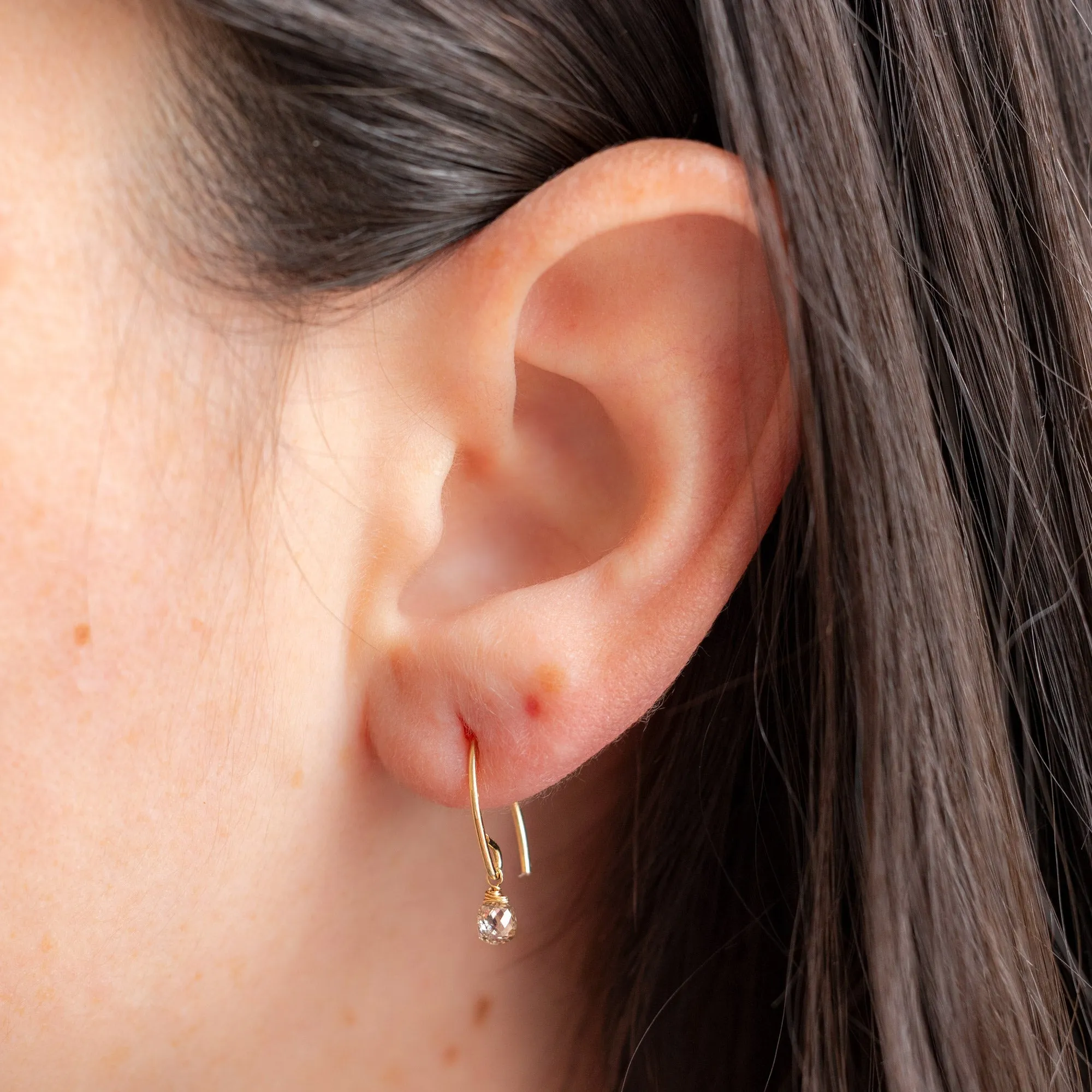 The Simple Champagne Diamond Drop Earrings | Yellow Gold Filled