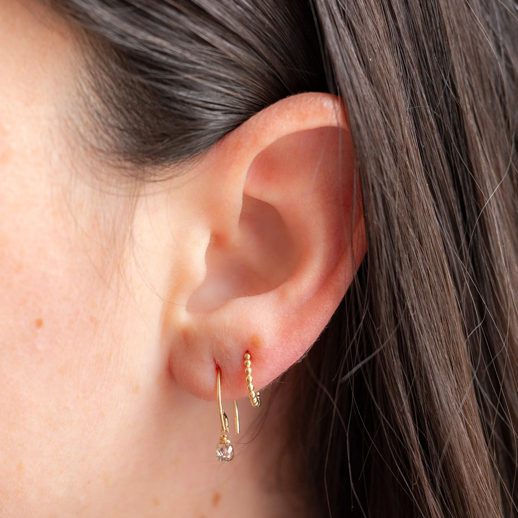 The Simple Champagne Diamond Drop Earrings | Yellow Gold Filled