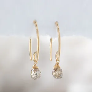 The Simple Champagne Diamond Drop Earrings | Yellow Gold Filled