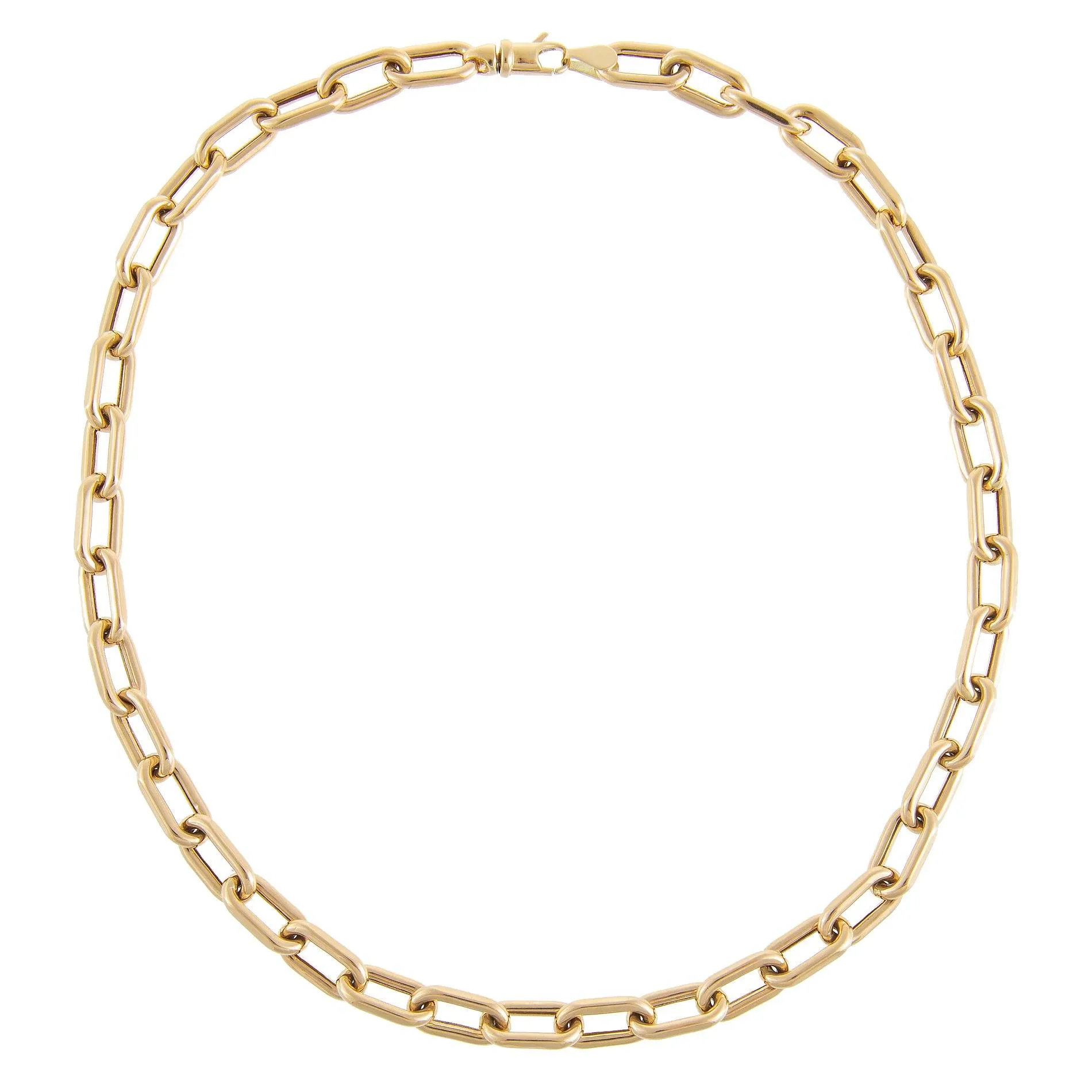 Thick Oval Link Chain Necklace 14K