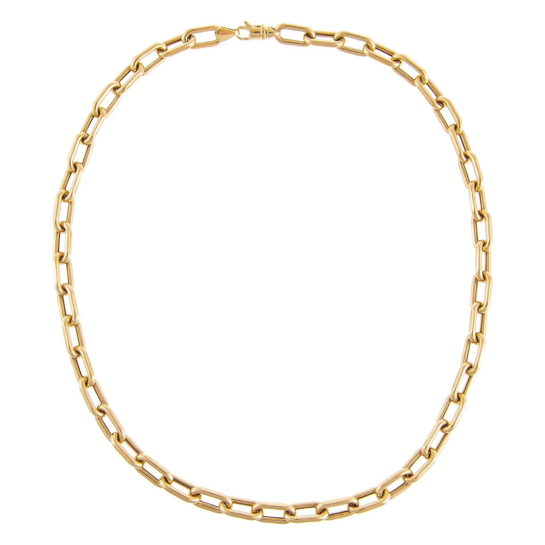 Thick Oval Link Chain Necklace 14K