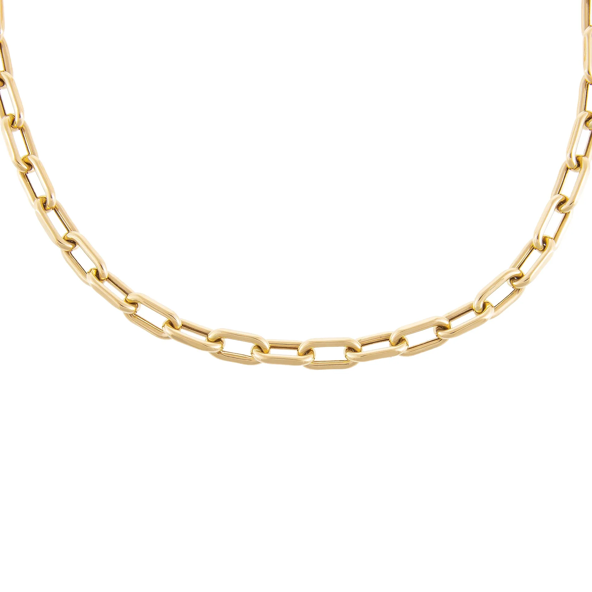 Thick Oval Link Chain Necklace 14K