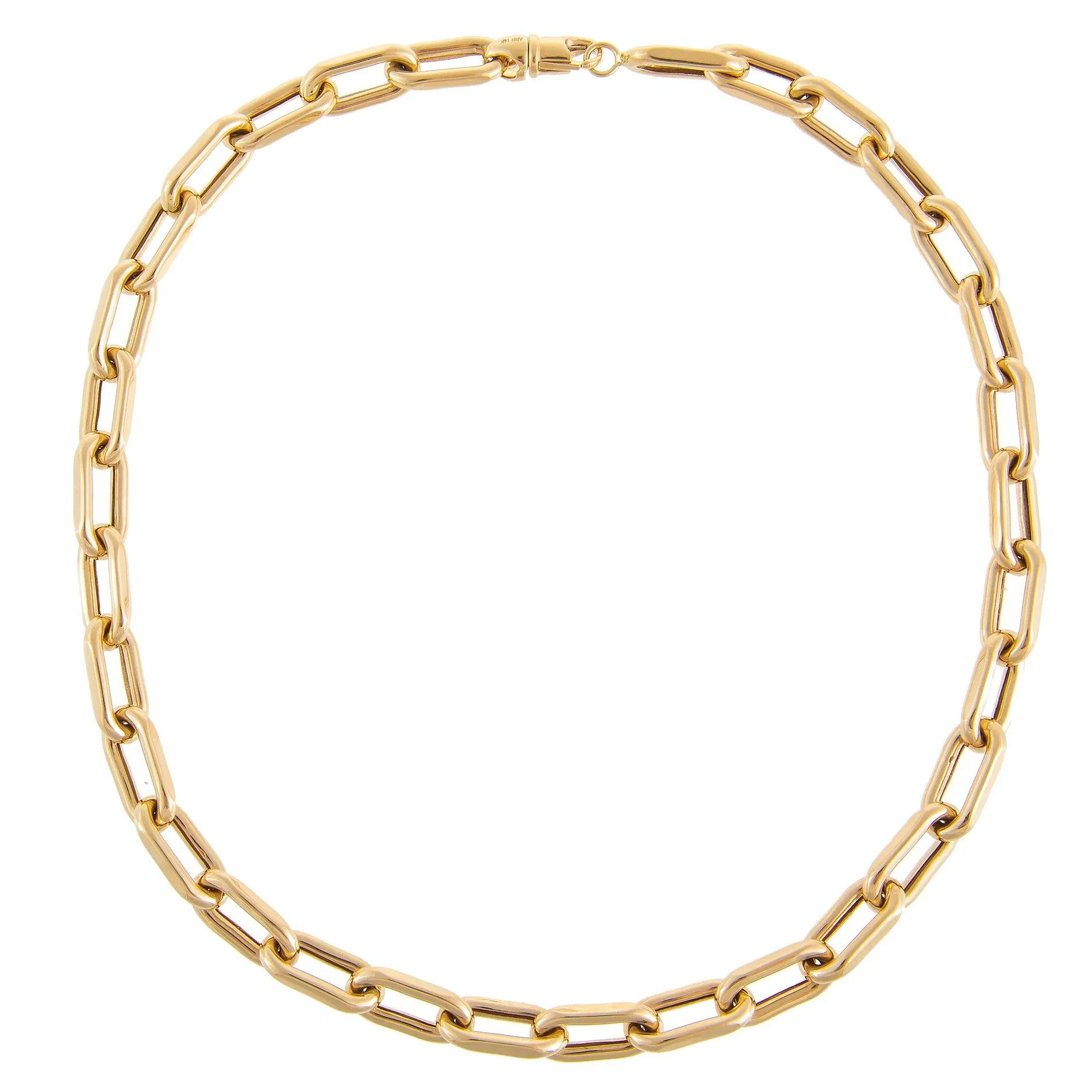 Thick Oval Link Chain Necklace 14K