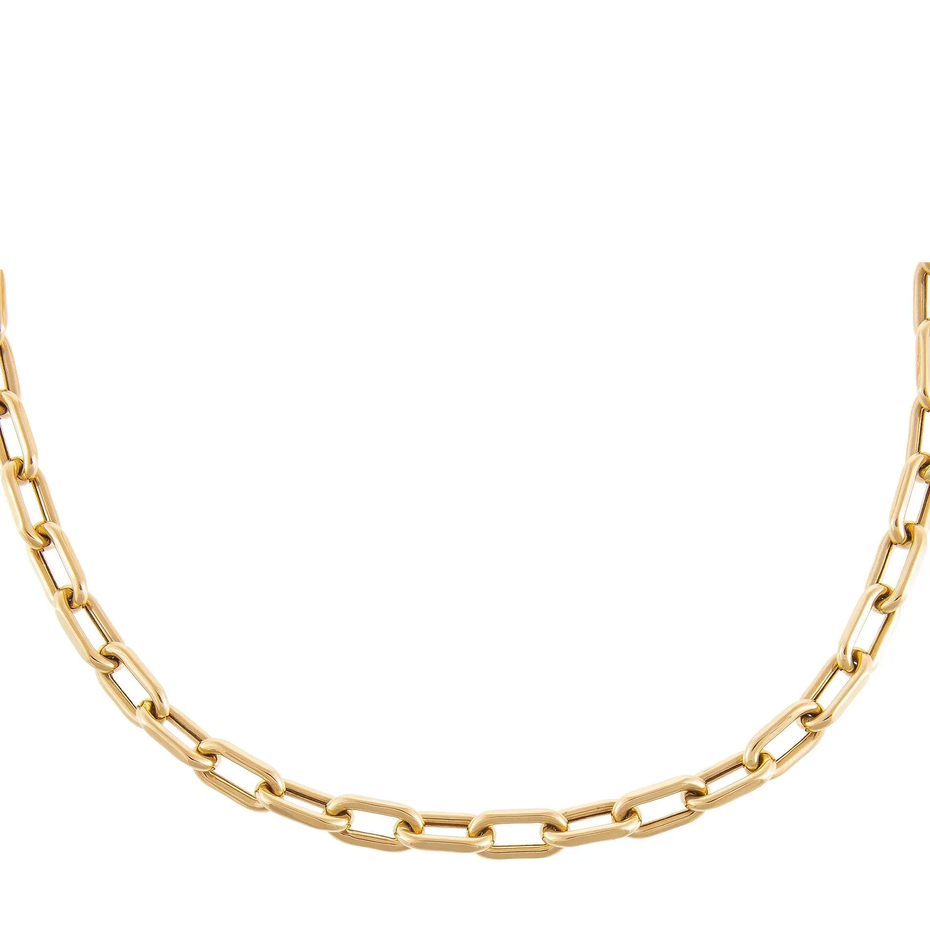 Thick Oval Link Chain Necklace 14K
