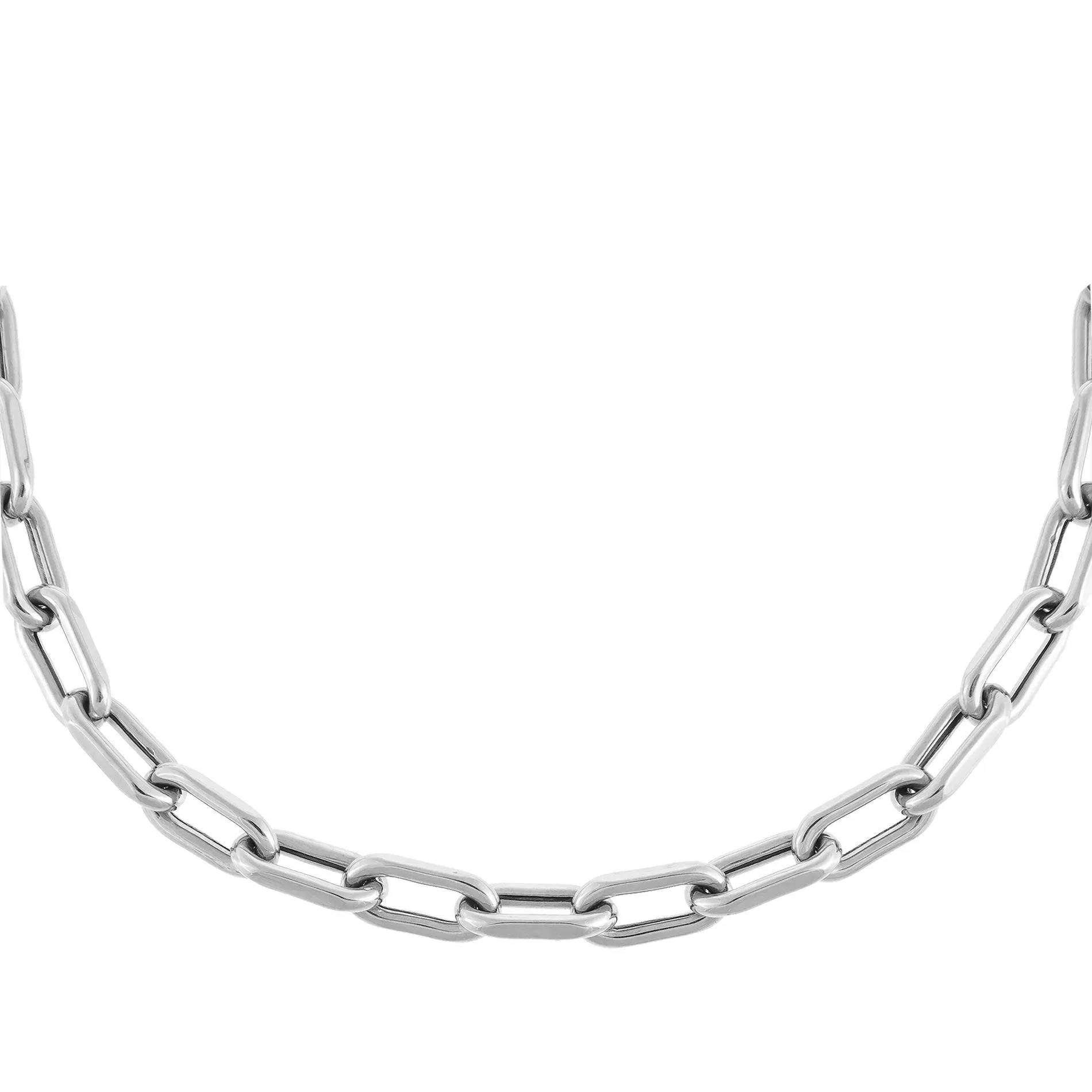 Thick Oval Link Chain Necklace 14K