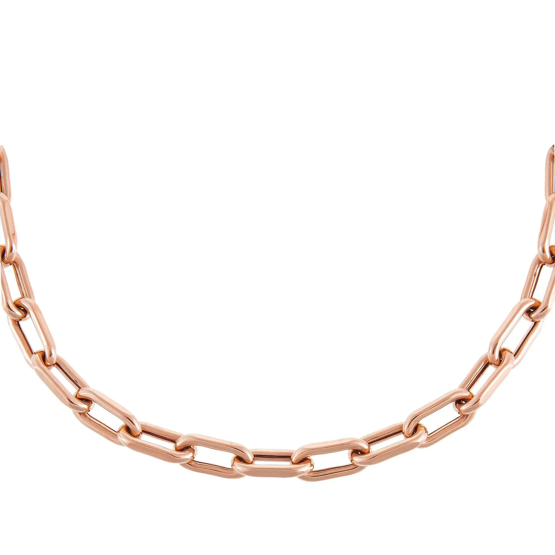 Thick Oval Link Chain Necklace 14K