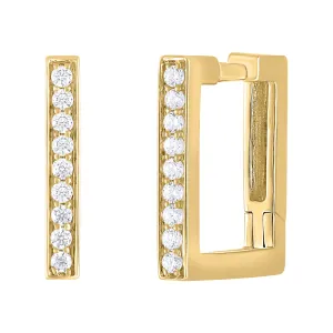 Thin Square Diamond Pave Hoop Earrings
