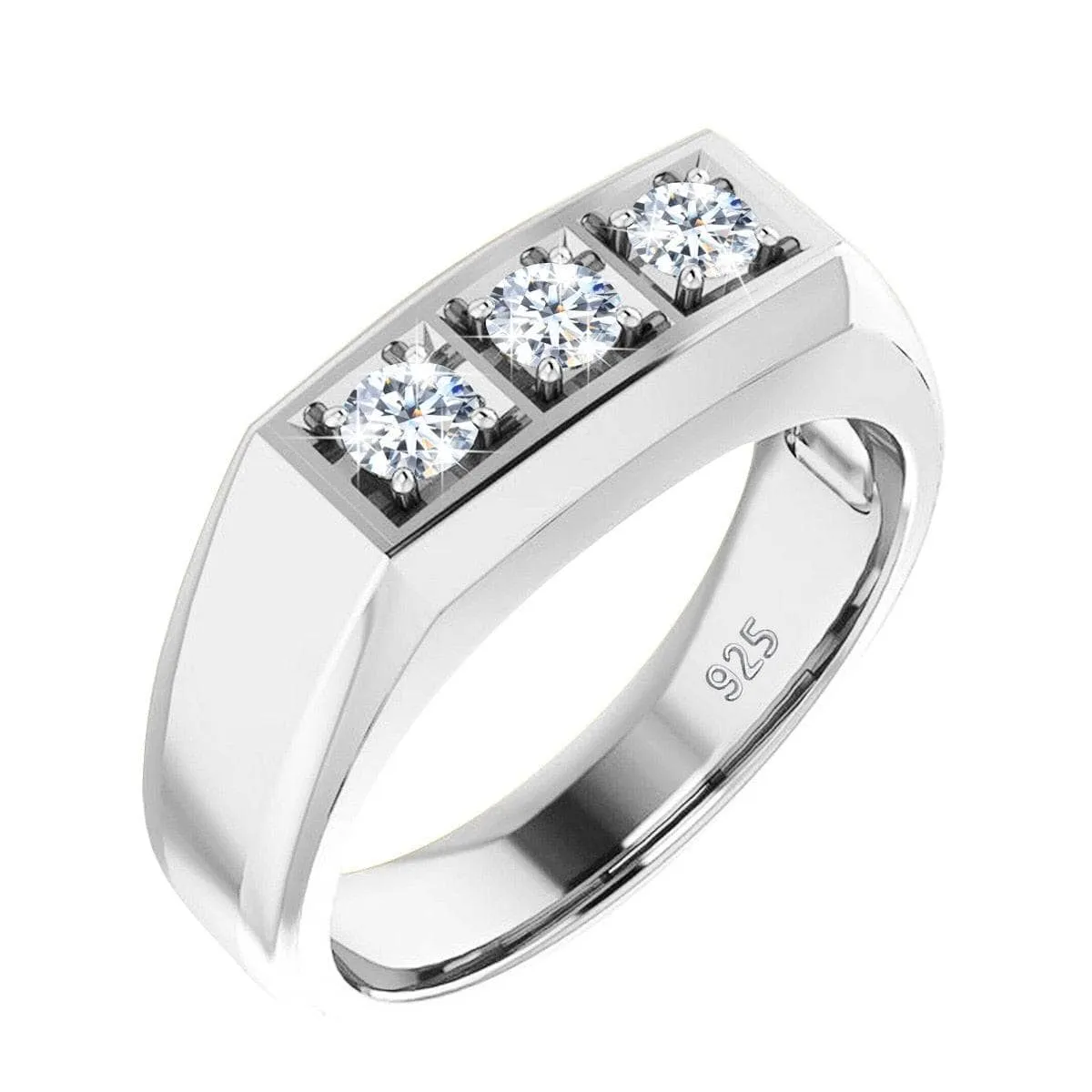 Three Stones Diamond Men's Wedding Band