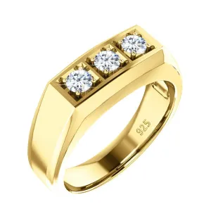 Three Stones Diamond Men's Wedding Band