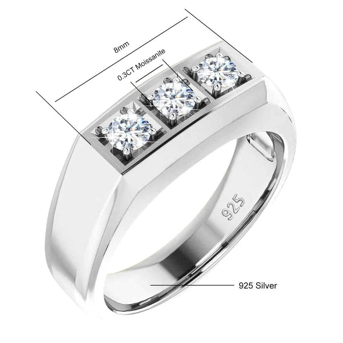 Three Stones Diamond Men's Wedding Band