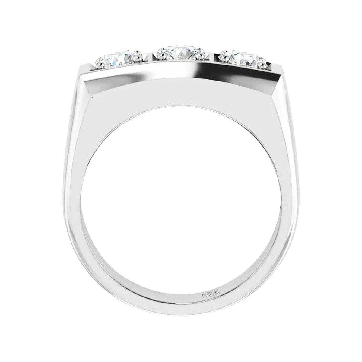 Three Stones Diamond Men's Wedding Band