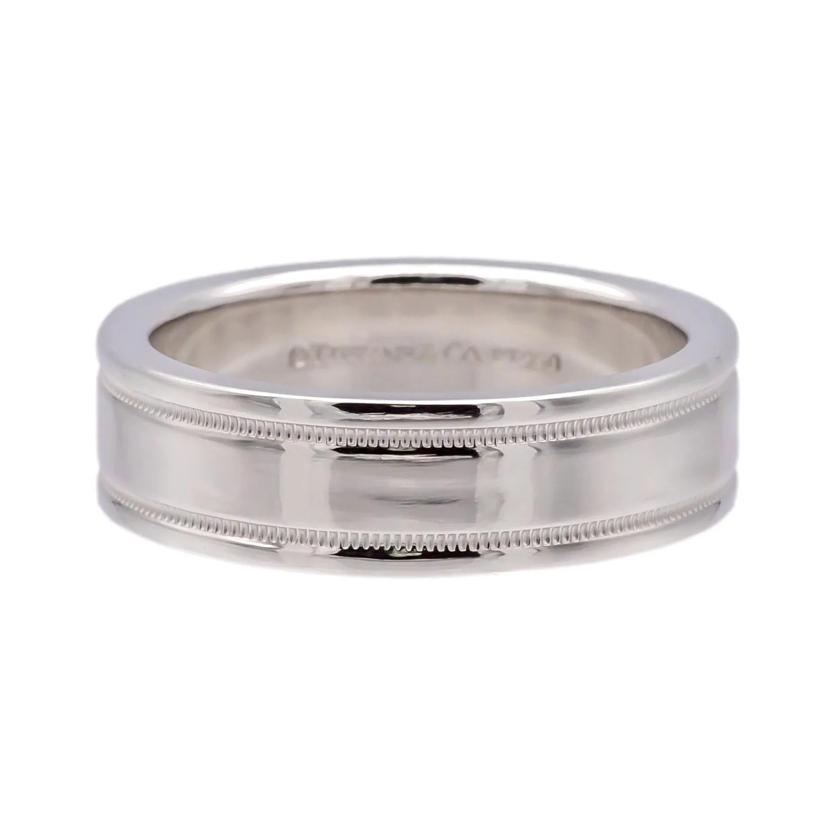 Tiffany & Co. Platinum Classic Double Milgrain Men’s Band Ring, 6mm, Size 8.5