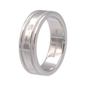 Tiffany & Co. Platinum Classic Double Milgrain Men’s Band Ring, 6mm, Size 8.5