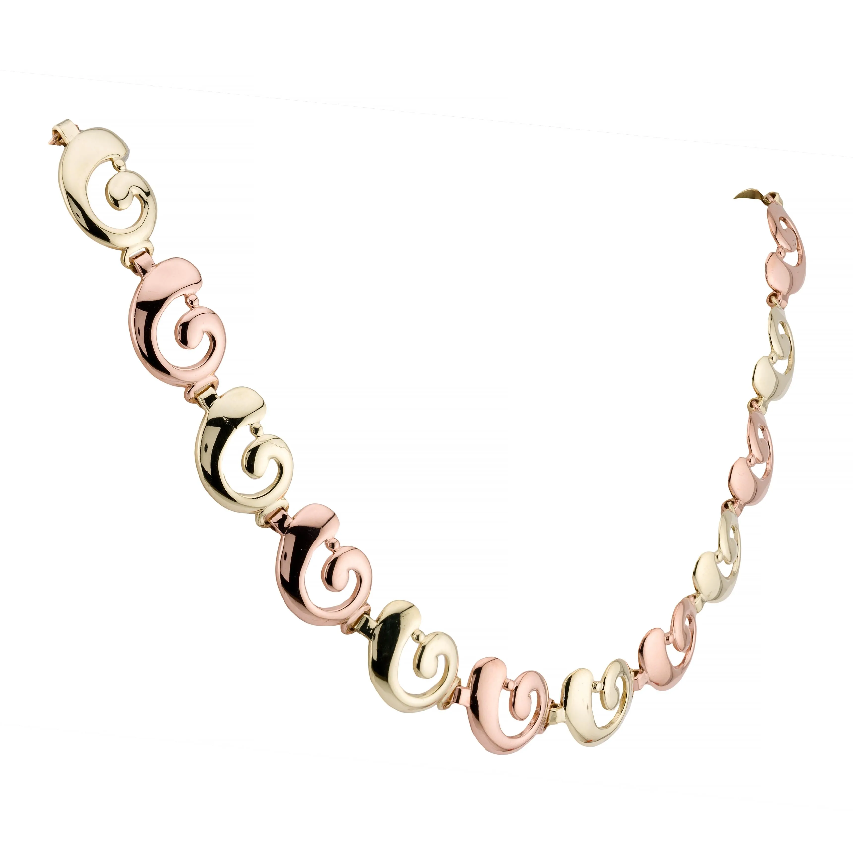 Tiffany & Company Retro Two Tone Rose and Green Gold Swirl Form Necklace Circa