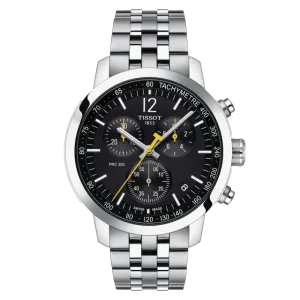 Tissot PRC 200 Silver Stainless Steel Black Dial Chronograph Quartz Watch for Gents - T114.417.11.057.00