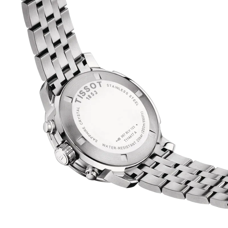 Tissot PRC 200 Silver Stainless Steel Black Dial Chronograph Quartz Watch for Gents - T114.417.11.057.00