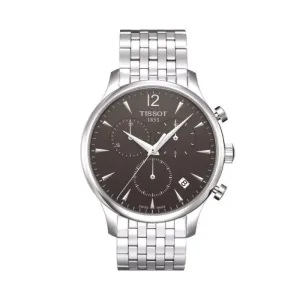 Tissot Tradition Silver Stainless Steel Black Dial Chronograph Quartz Watch for Gents - T063.617.11.057.00