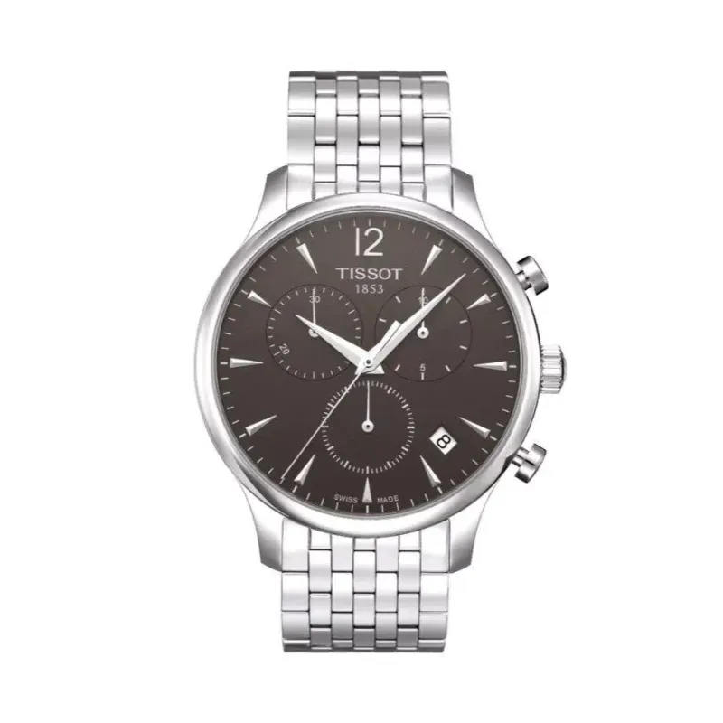 Tissot Tradition Silver Stainless Steel Black Dial Chronograph Quartz Watch for Gents - T063.617.11.057.00