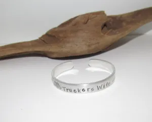 Trucking life cuff bracelet, Truckers wife gift,  Personalized Adjustable stamped cuff bracelet,  adjustable cuff stamped jewelry