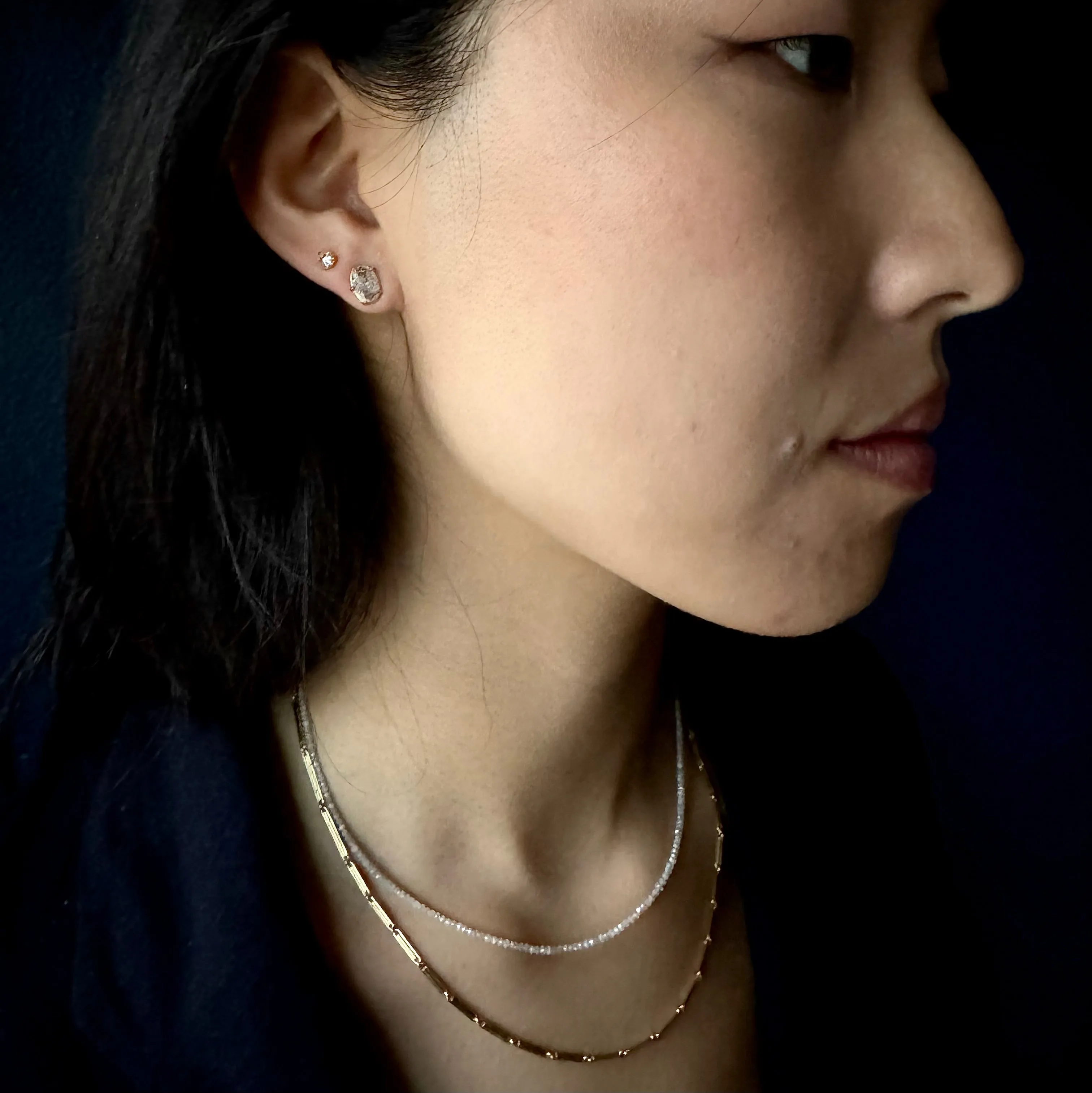 Tura Sugden Tiny Facetted Gray Diamond Bead & 18K Yellow Gold Chain Necklace