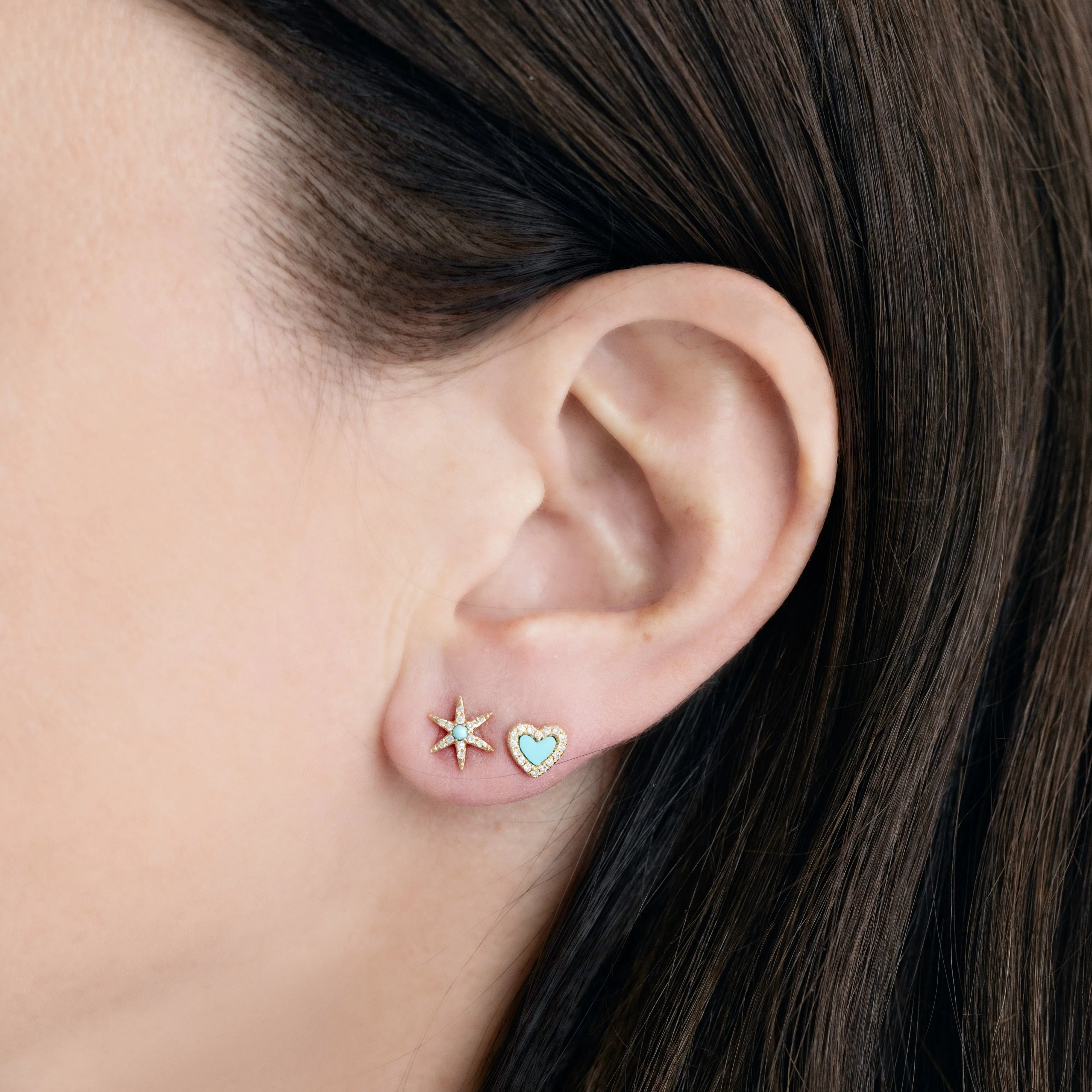 Turquoise and Pavé Diamond Starburst Studs