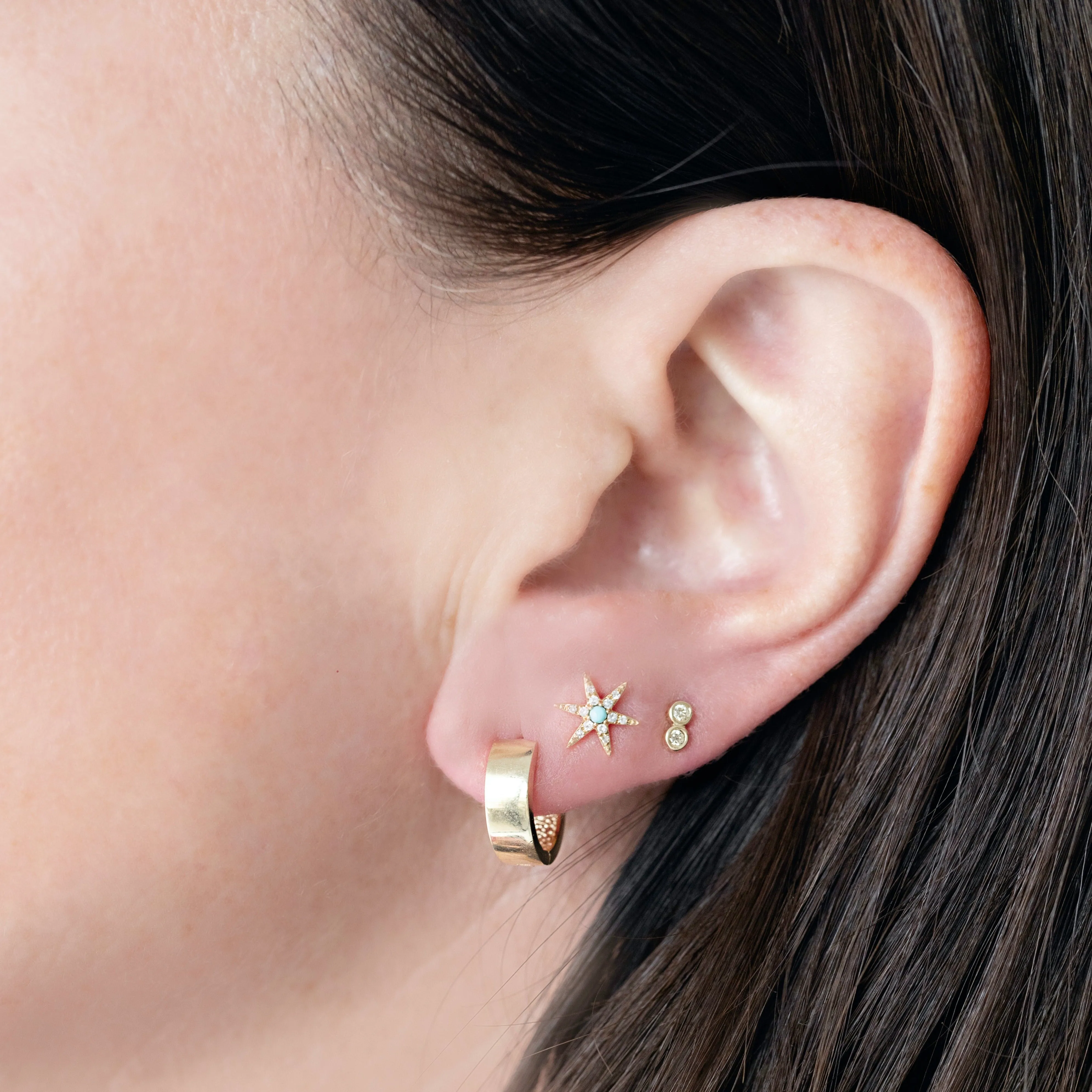 Turquoise and Pavé Diamond Starburst Studs