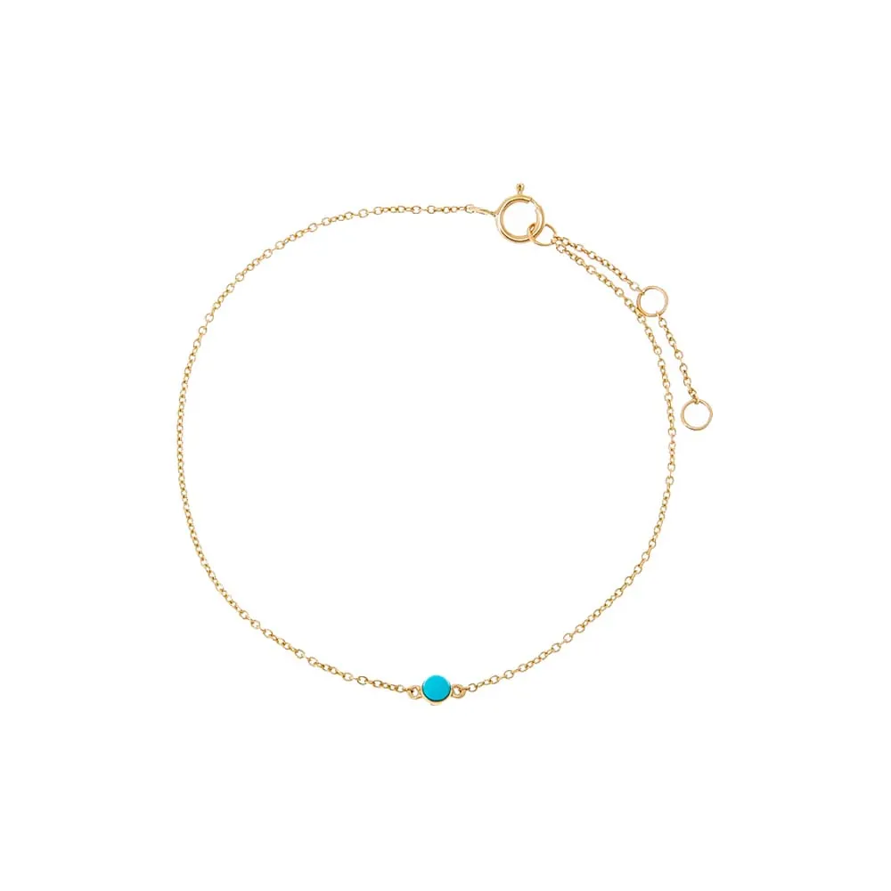 Turquoise Solitaire Chain Bracelet 14K