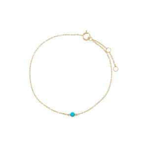 Turquoise Solitaire Chain Bracelet 14K