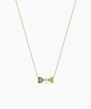 Twin Hearts Necklace with Green Stones