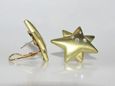 UNKOWN DESIGNER 18KT .50CT DIAMONDS STAR CLIP EARRINGS HEAVY