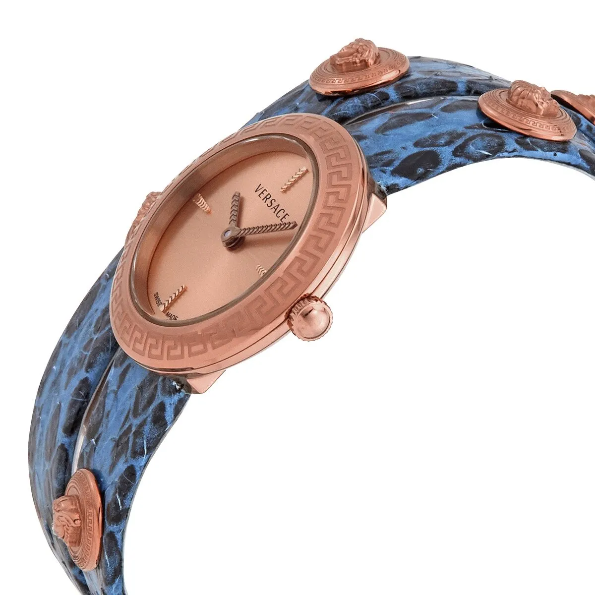 Versace Medusa Stud Icon Quartz Rose Gold Dial Ladies Watch VERF00418