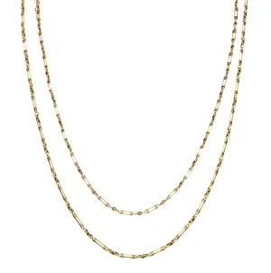 Victorian 15 Karat Yellow Gold Elongated Oval Link Antique Chain Necklace