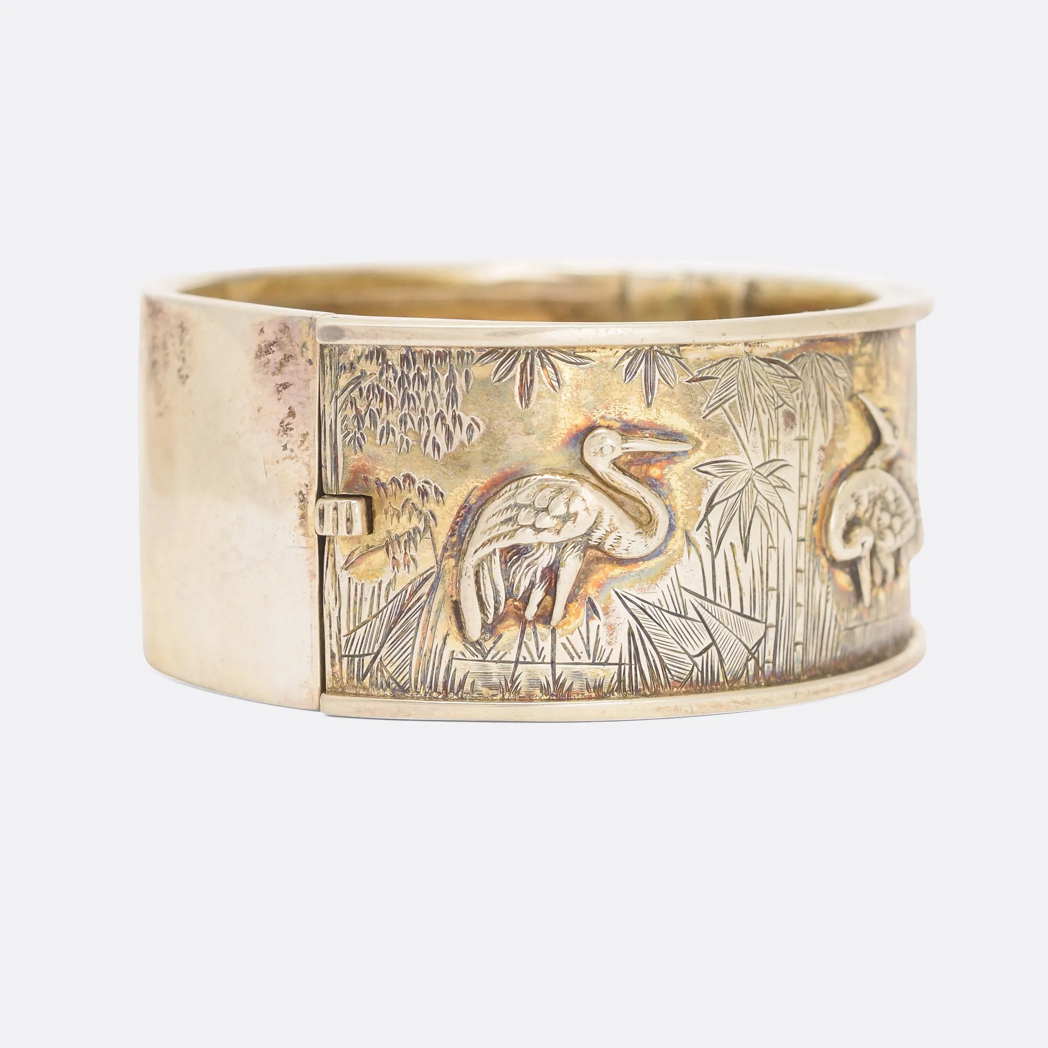 Victorian Aesthetic Movement Silver Cuff Bangle