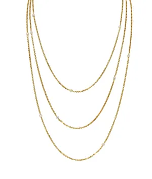 Victorian French Pearl 18 Karat Yellow Gold Split Rolo Link Antique Chain Necklace