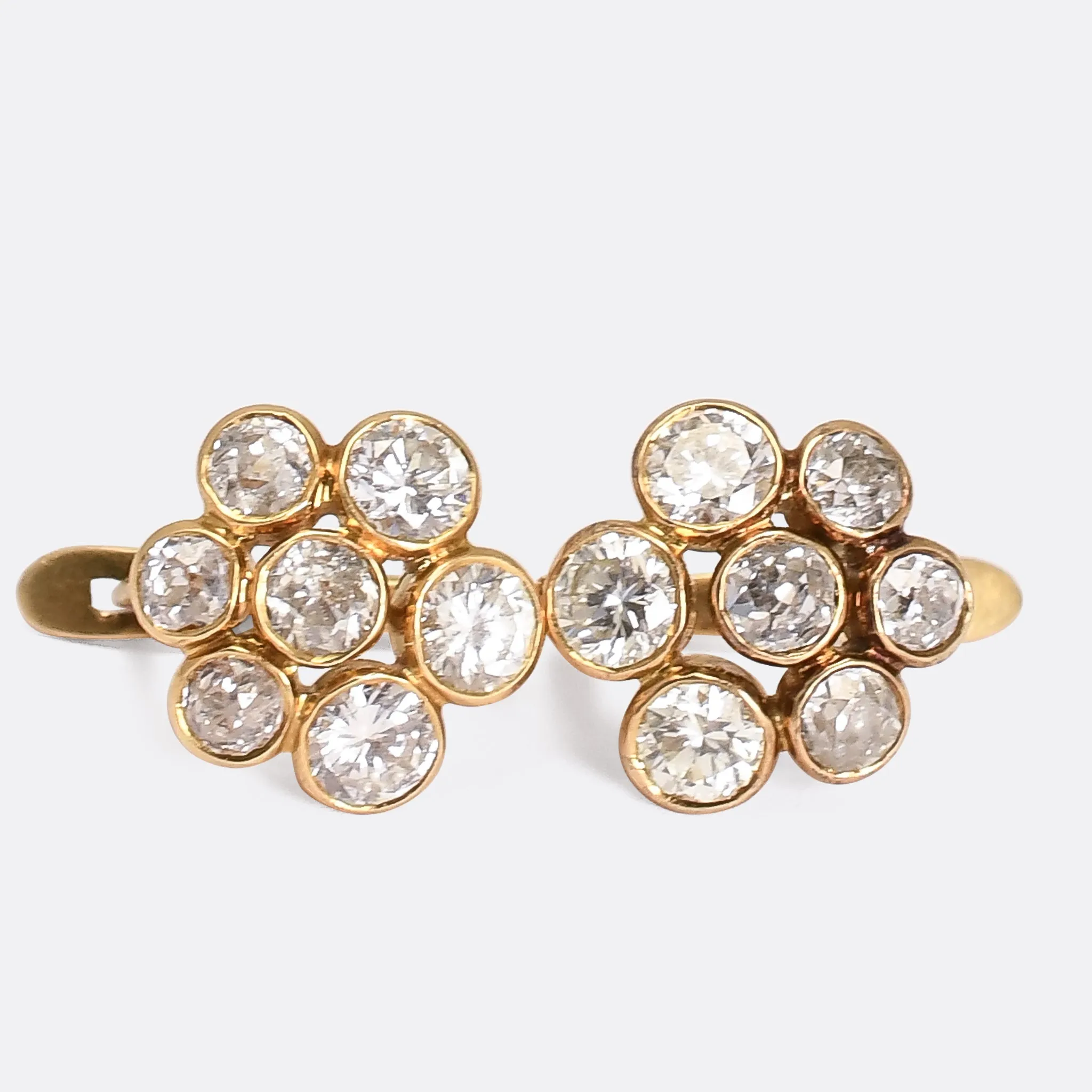 Victorian Transitional Diamond Flower Cluster Earrings