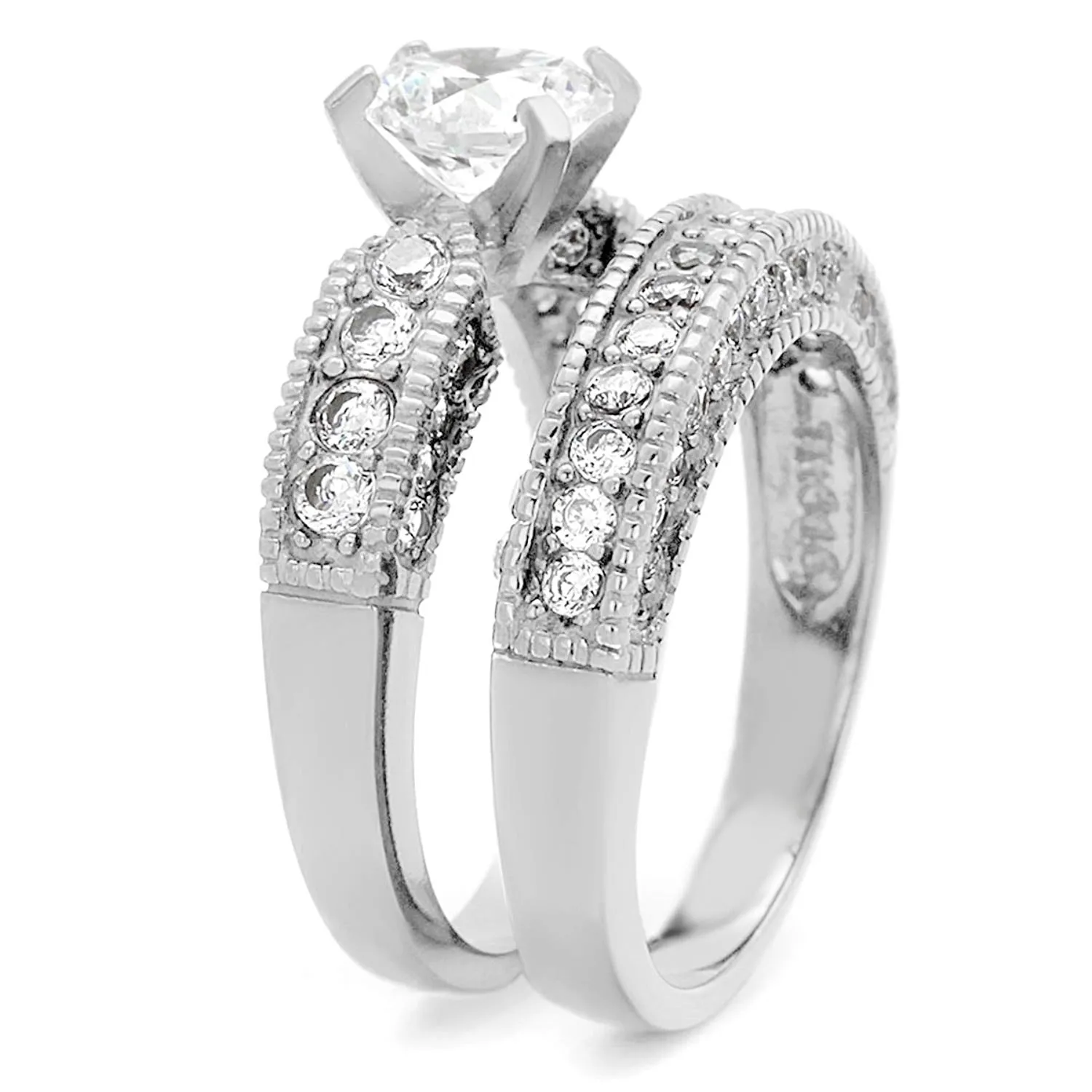 Vintage 2-Piece Wedding Ring Set for Women - 2.3 Carat CZ Engagement Ring and Matching Band 
Keywords: engagement, wedding, rings, promise rings, bridal set