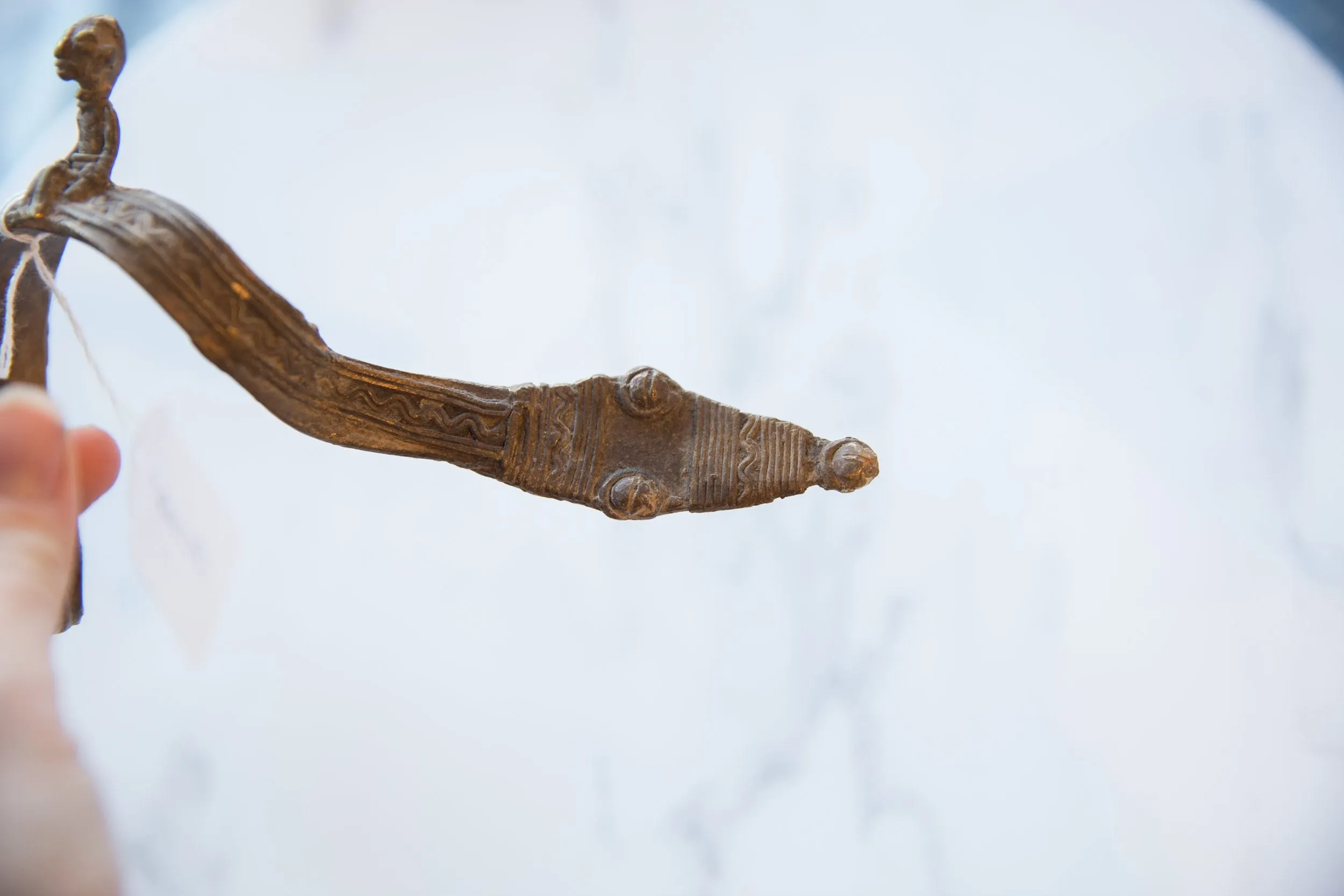 Vintage African Bronze Snake Arm Cuff with Rider