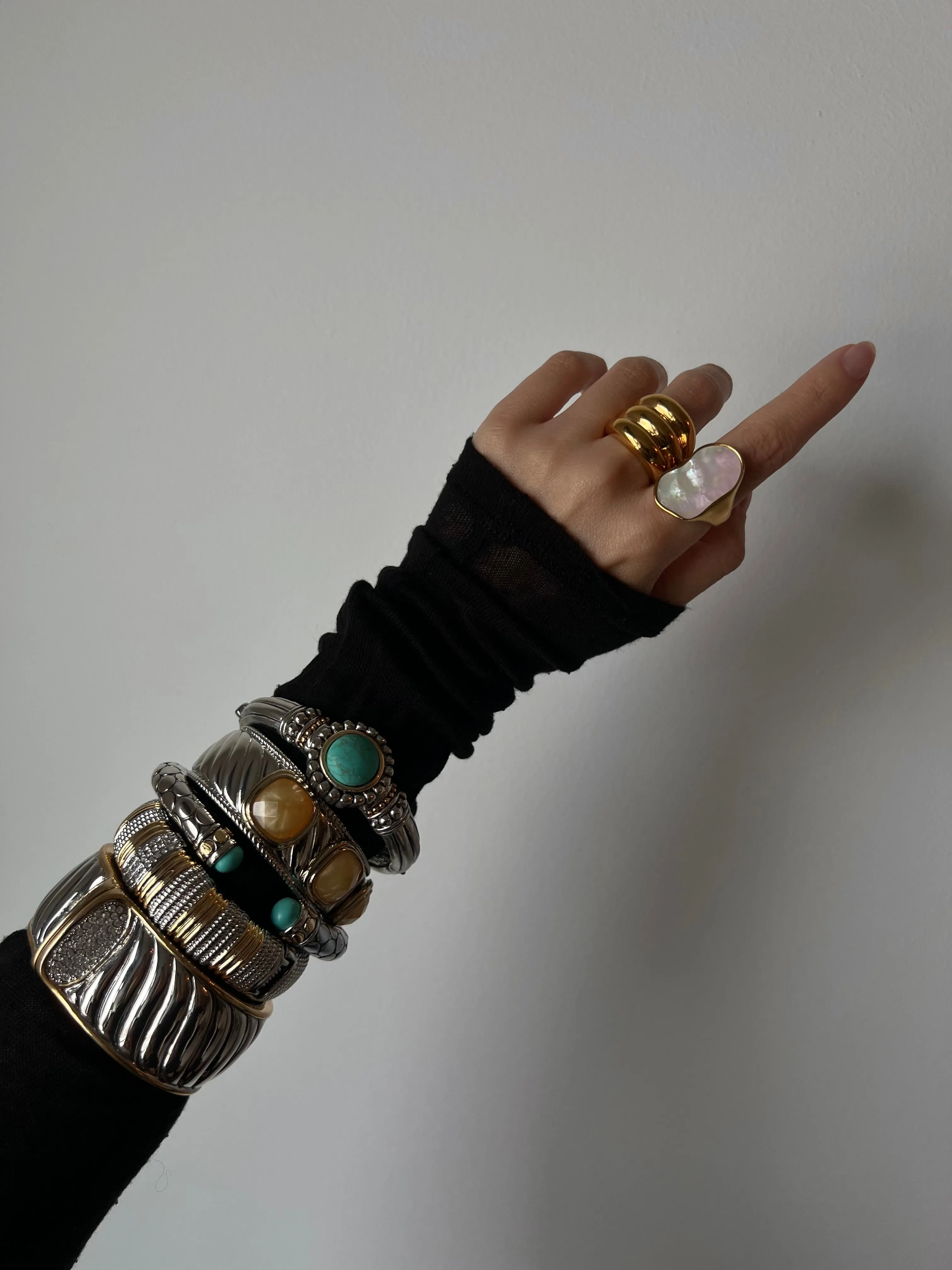 Vintage Silver with Turquoise Textured Cuff
