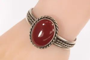 Vintage Sterling Silver Amazing Dark Garnet Cuff Bracelet Made in Mexico