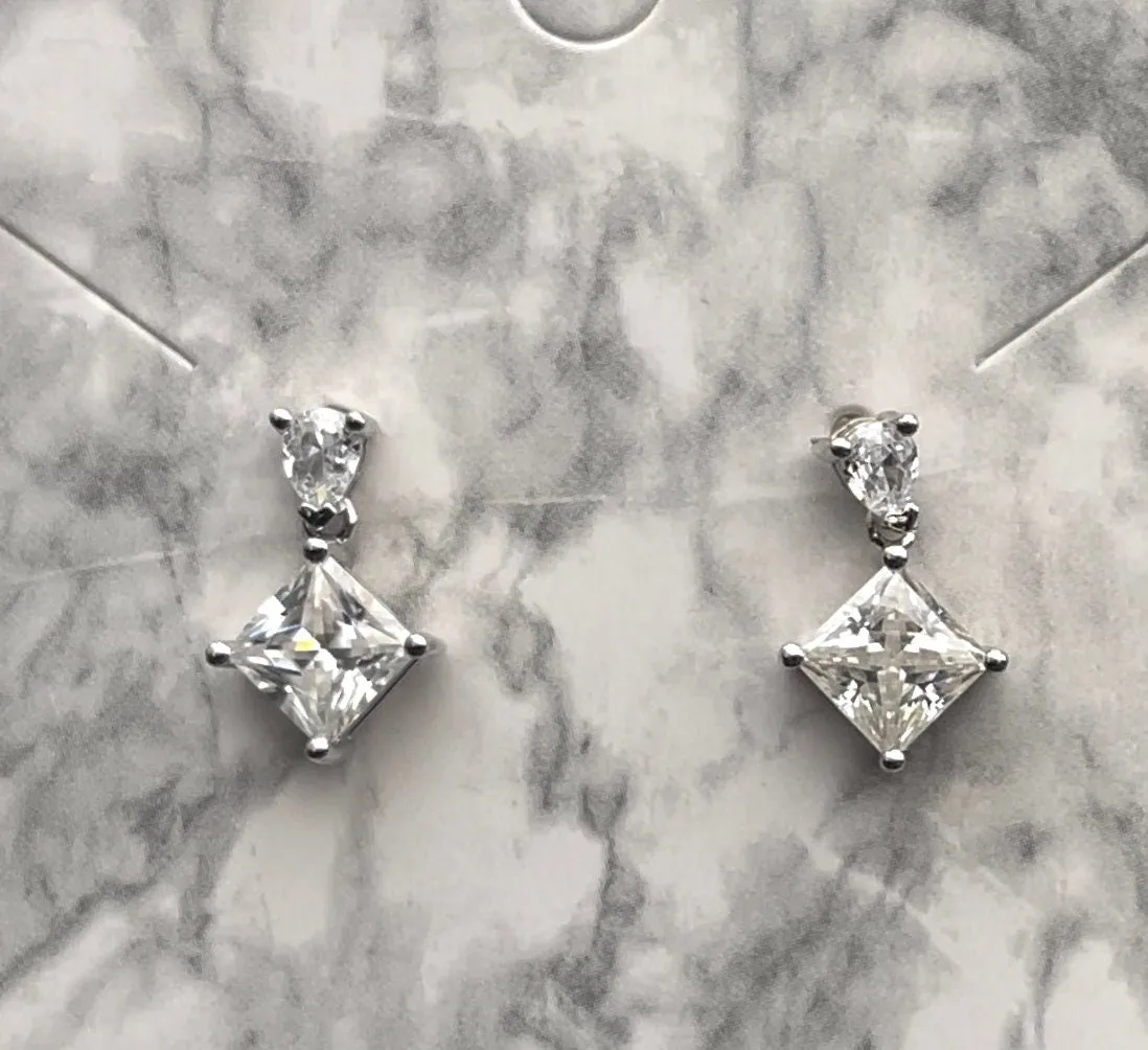 VVS1 Moissanite Diamond Earrings | Moissanite Diamond Earrings | Womens Princess Cut Earrings | Earrings | Moissanite Earrings | Earrings