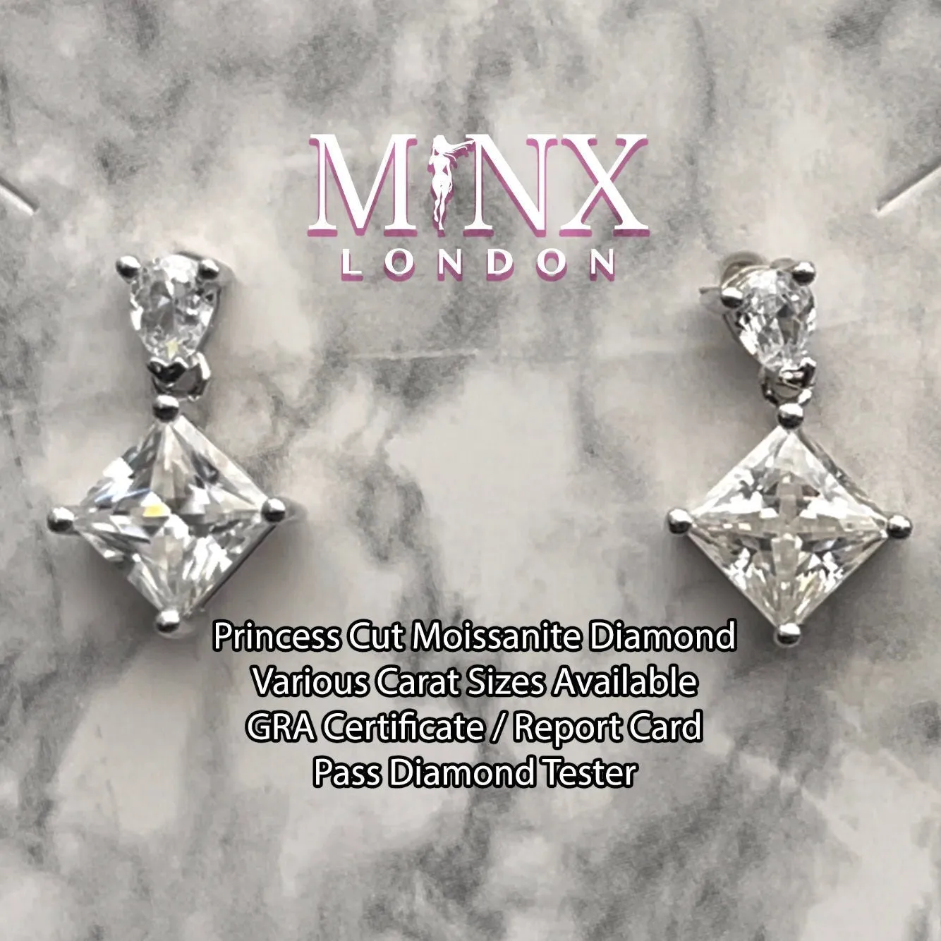 VVS1 Moissanite Diamond Earrings | Moissanite Diamond Earrings | Womens Princess Cut Earrings | Earrings | Moissanite Earrings | Earrings