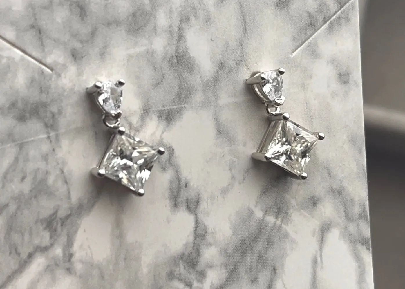 VVS1 Moissanite Diamond Earrings | Moissanite Diamond Earrings | Womens Princess Cut Earrings | Earrings | Moissanite Earrings | Earrings