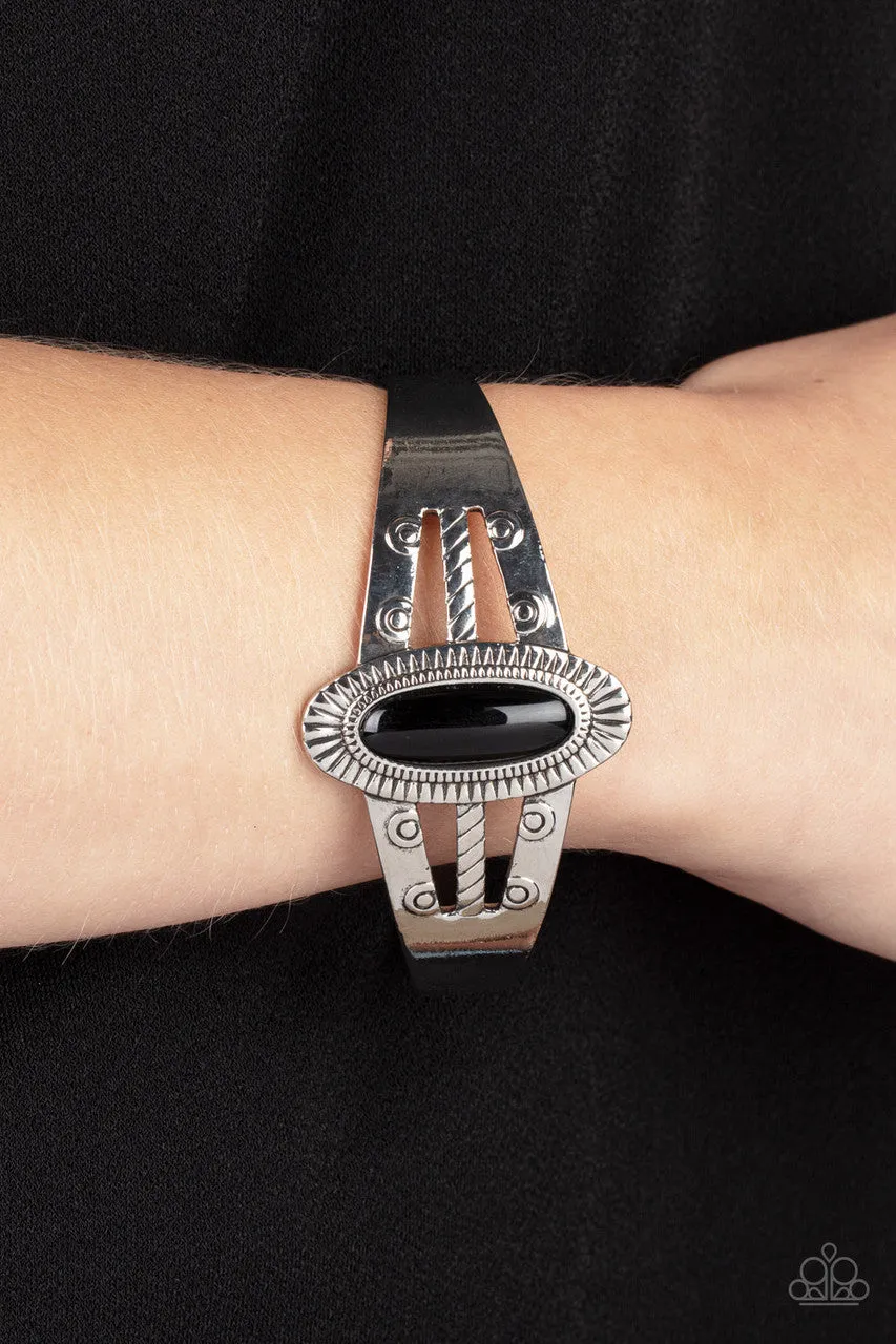 Wanderlust Walkabout - Black - Oval Bead Paparazzi Cuff Bracelet