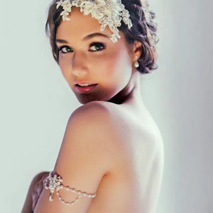 wedding armband - pretty Eloise pearl drape by Kezani