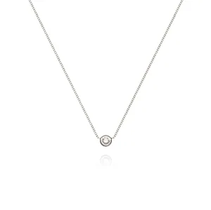 White Solitaire Diamond Necklace