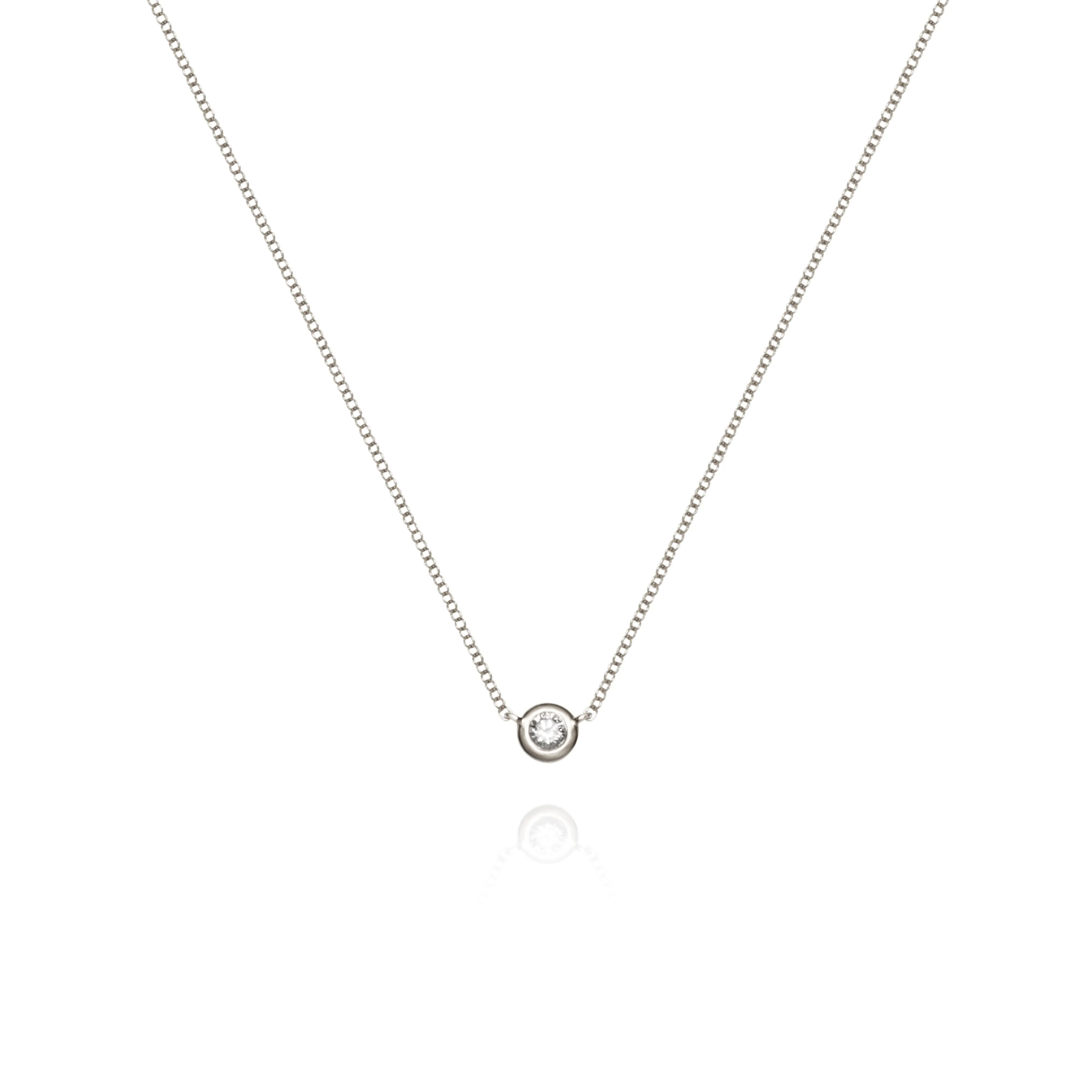 White Solitaire Diamond Necklace