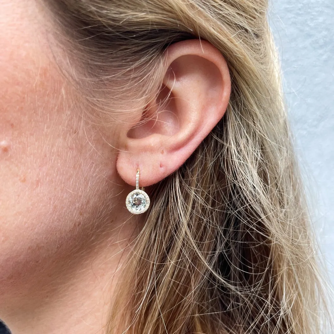 White Topaz & Diamond 14K White Gold Leverback Earrings