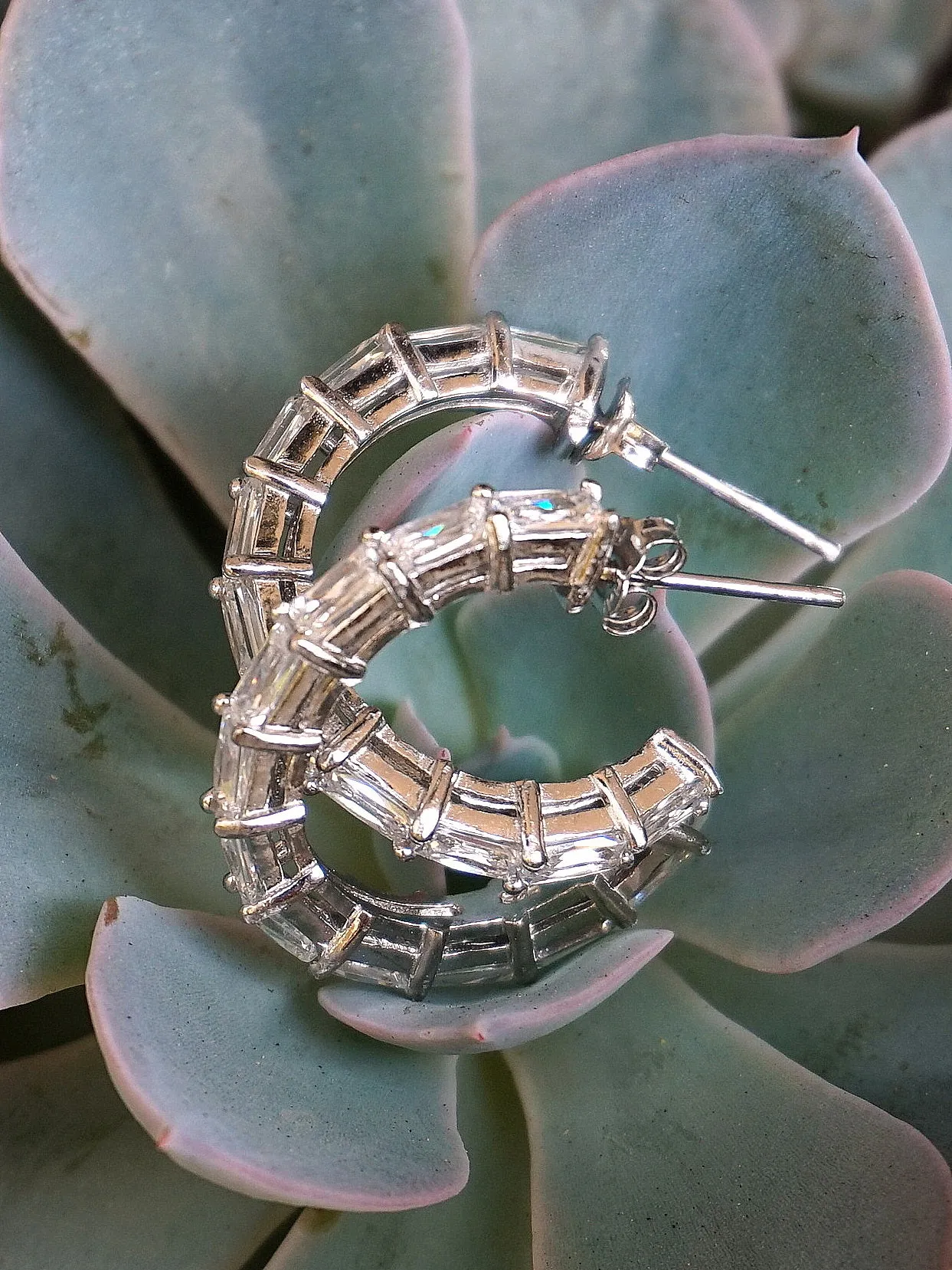 White Topaz Hoop Earring Set 1