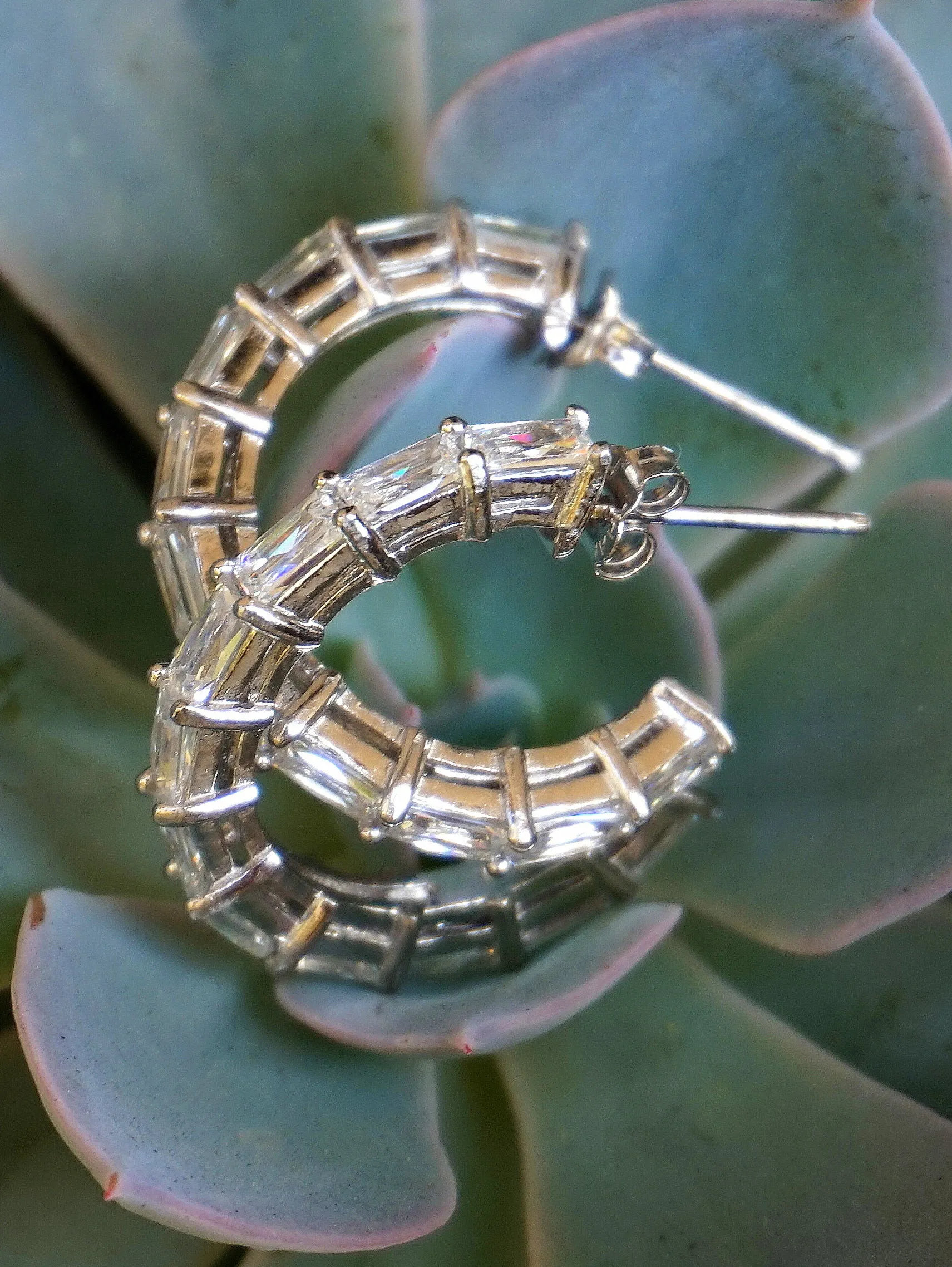 White Topaz Hoop Earring Set 1